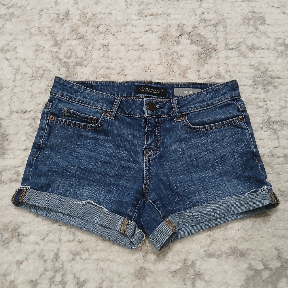 Aeropostale Womens Midi Denim Shorts ~ Size 0